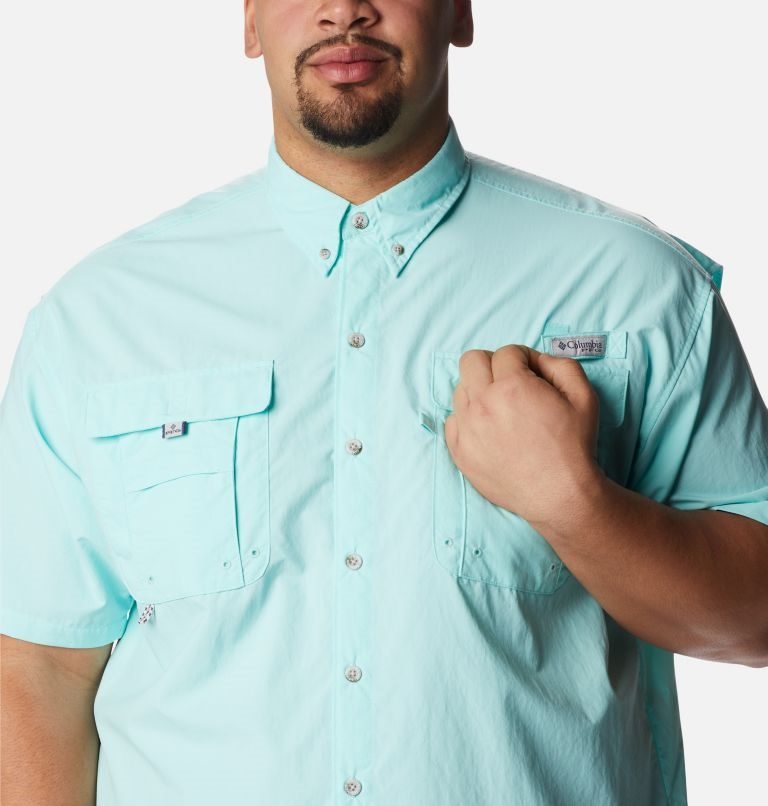Men's Columbia PFG Bahama II Short Sleeve Shirts Turquoise | Plus Size CA-DC543